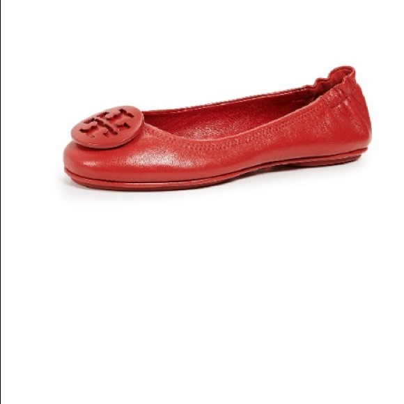 Tory Burch Shoes - Tory Burch Minnie Travel Ballet Flats In Brilliant Red